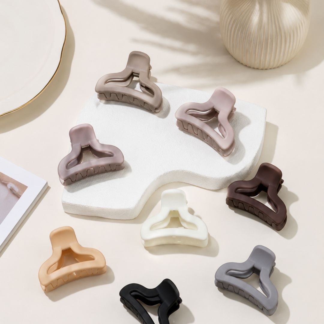 SculptEase Hair Claw Clips – Set of 8 Minimalist Matte Random Color