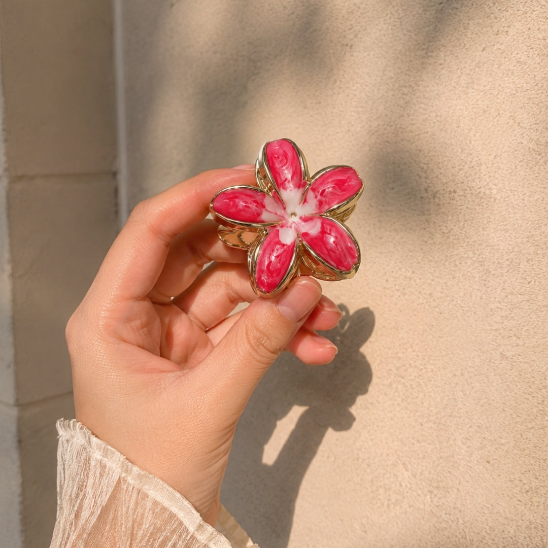 Floral Hair Claw Clips for Women – Colorful Enamel Flower Hair Clips,Random Color