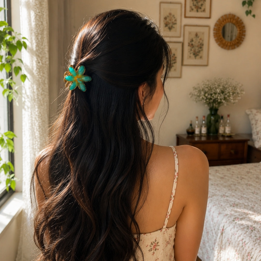 Floral Hair Claw Clips for Women – Colorful Enamel Flower Hair Clips,Random Color