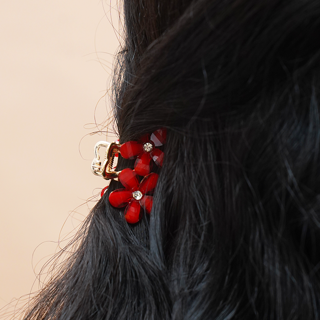 Red Floral Crystal Hair Claw Clip for Women (Copy)