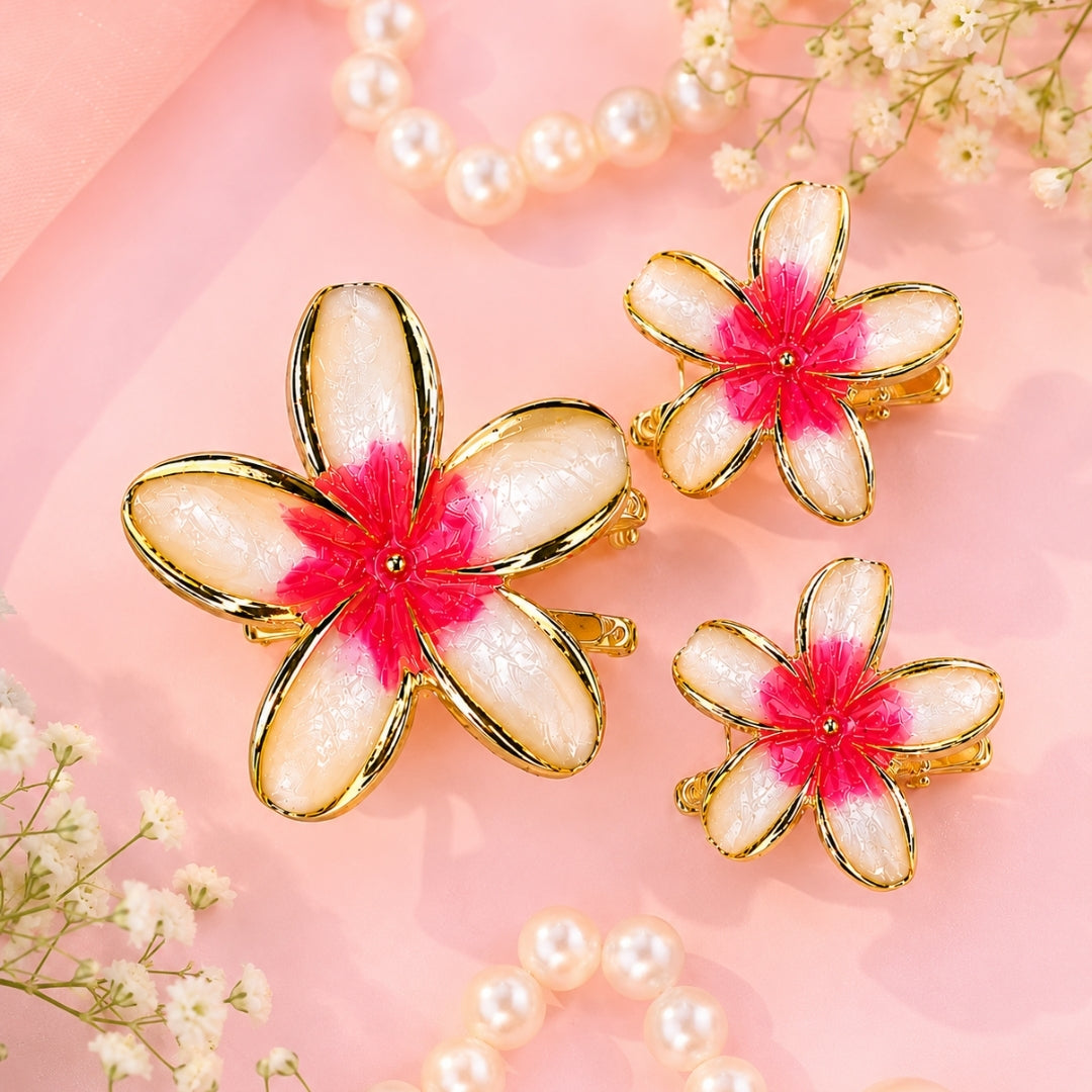 Floral Enamel Hair Clip Set – Elegant Flower Hair Accessories for Women & Girls (one Piece )