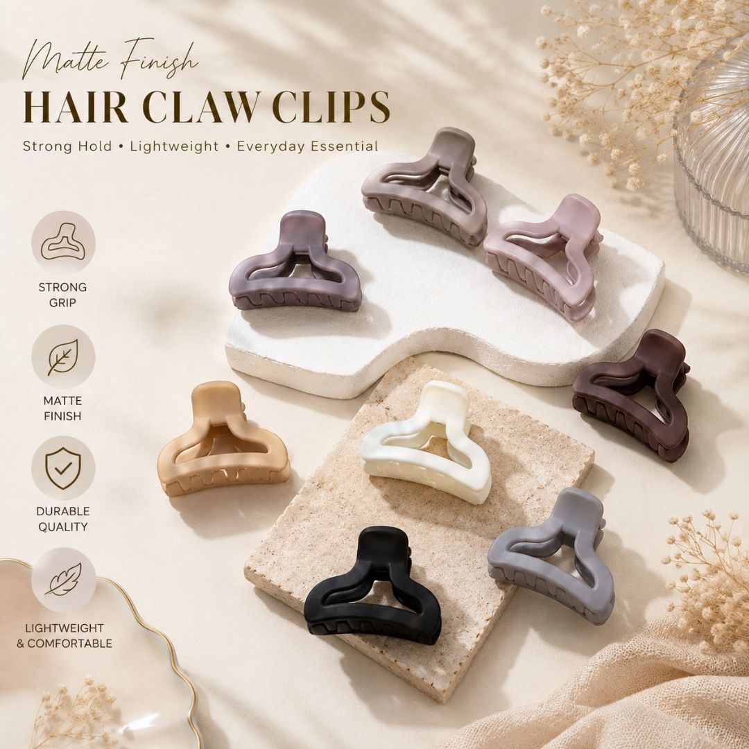 SculptEase Hair Claw Clips – Set of 8 Minimalist Matte Random Color