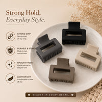 Luxe Frame Hair Claw Clips – Set of 4 Minimalist Rectangle Random Color