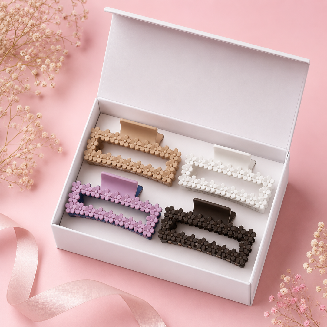 Claw Hair Clips Set for Women – Elegant Flower Hair Accessories Random Color  (one Piece )