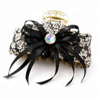 Black Lace Bow Hair Claw Clip – Elegant Ribbon Hair Accessory Random Color (one Piece )