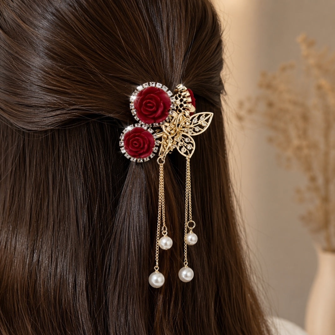 Stylish Hair Clips for Women | Pearl, Chain & Decorative Hair Accessories | Set of 4