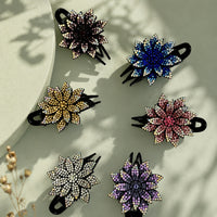 Rhinestone Flower Hair Clips Set – Sparkly Statement Hair Accessories Random Color (one piece )