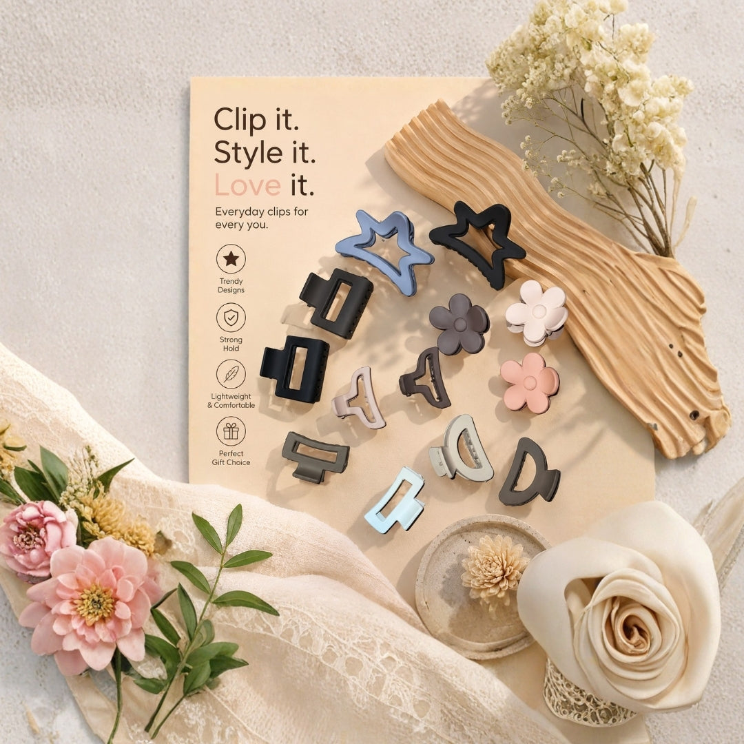 Minimalist Hair Claw Clip Set for Women – Assorted Flower,