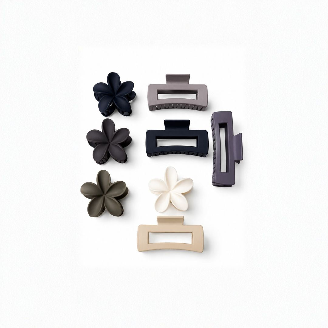 Matte Floral & Minimalist Hair Claw Clips – Strong Grip Decorative Hair Random Color (one piece )
