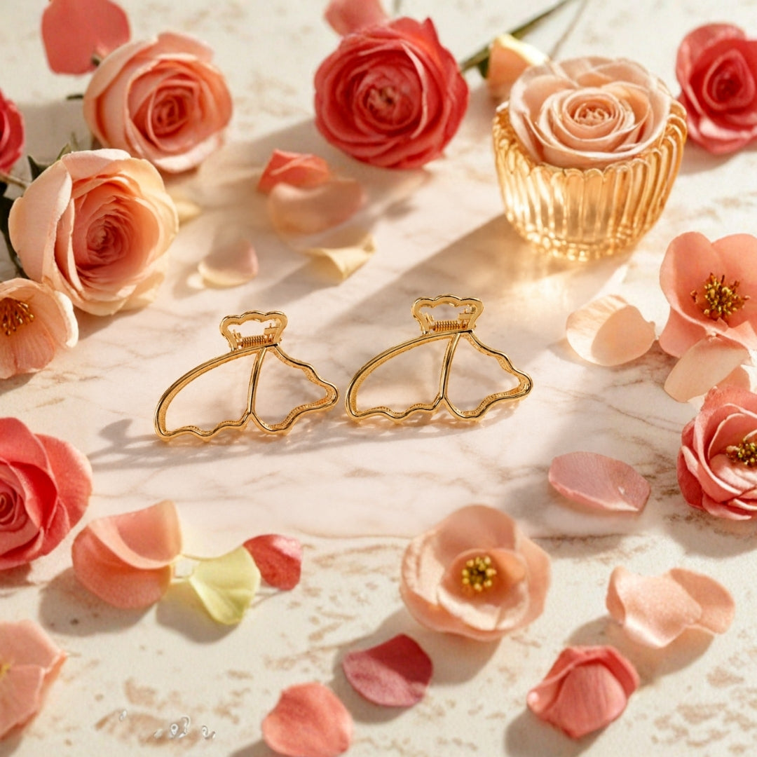 Gold Bow Hair Claw Clip Set – Elegant Metal Bow Hair Clips Random Color
