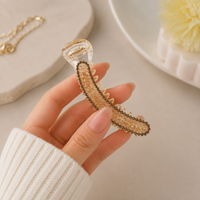 Crystal Luxe Banana Hair Claw Random Color  (one Piece )