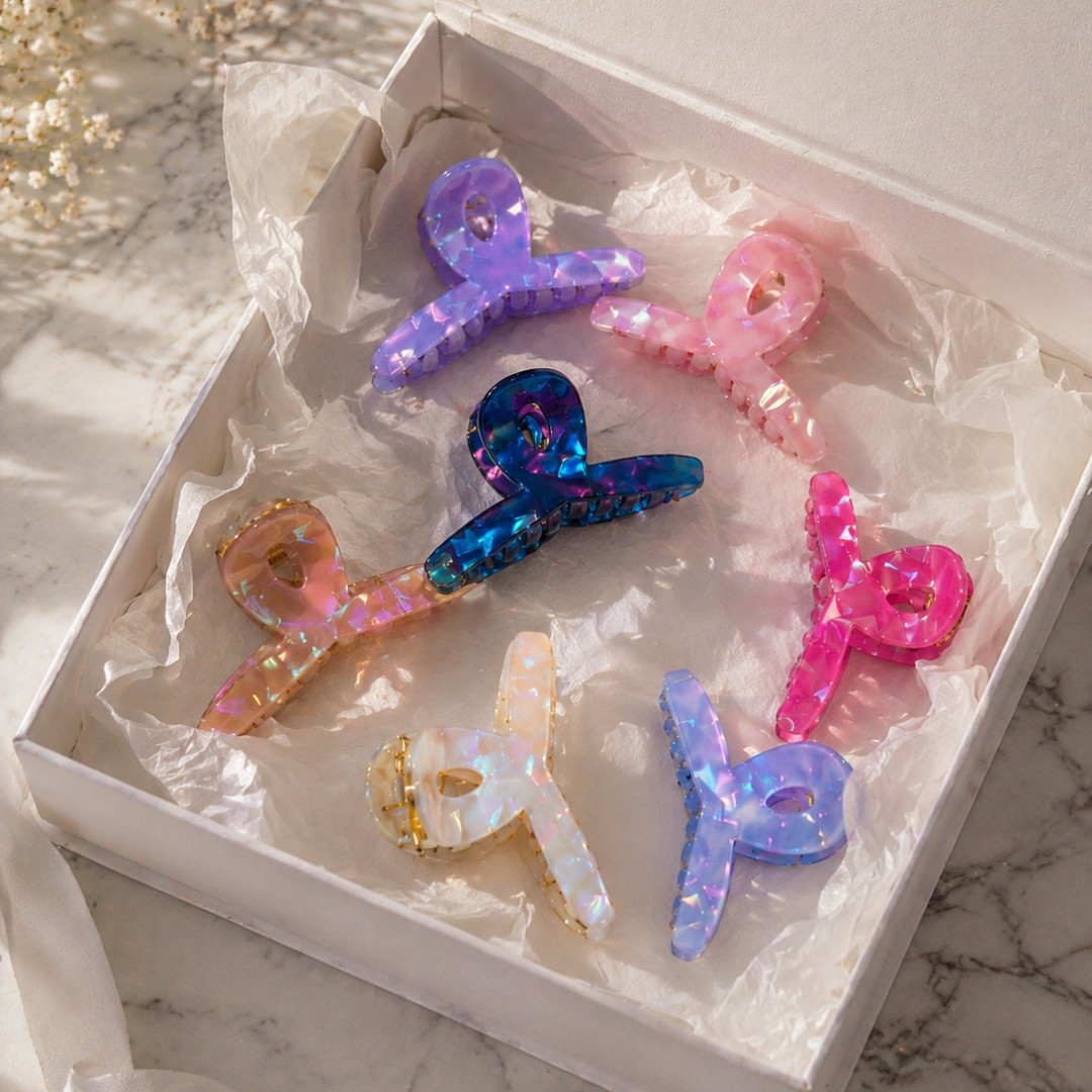 Iridescent Butterfly Claw Hair Clips – Colorful Everyday Hair Random Color  (one Piece )