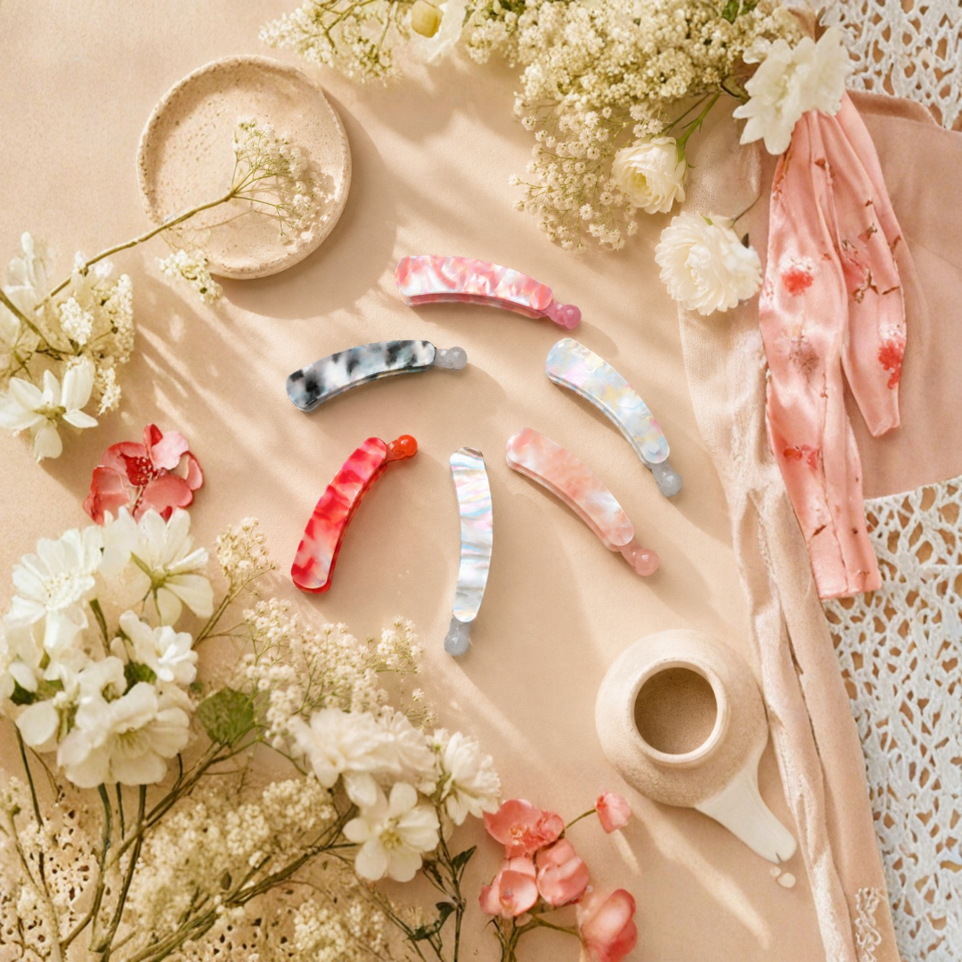 Iridescent Snap Hair Clips Set – Colorful Glossy Barrettes Random Color  (one Piece )