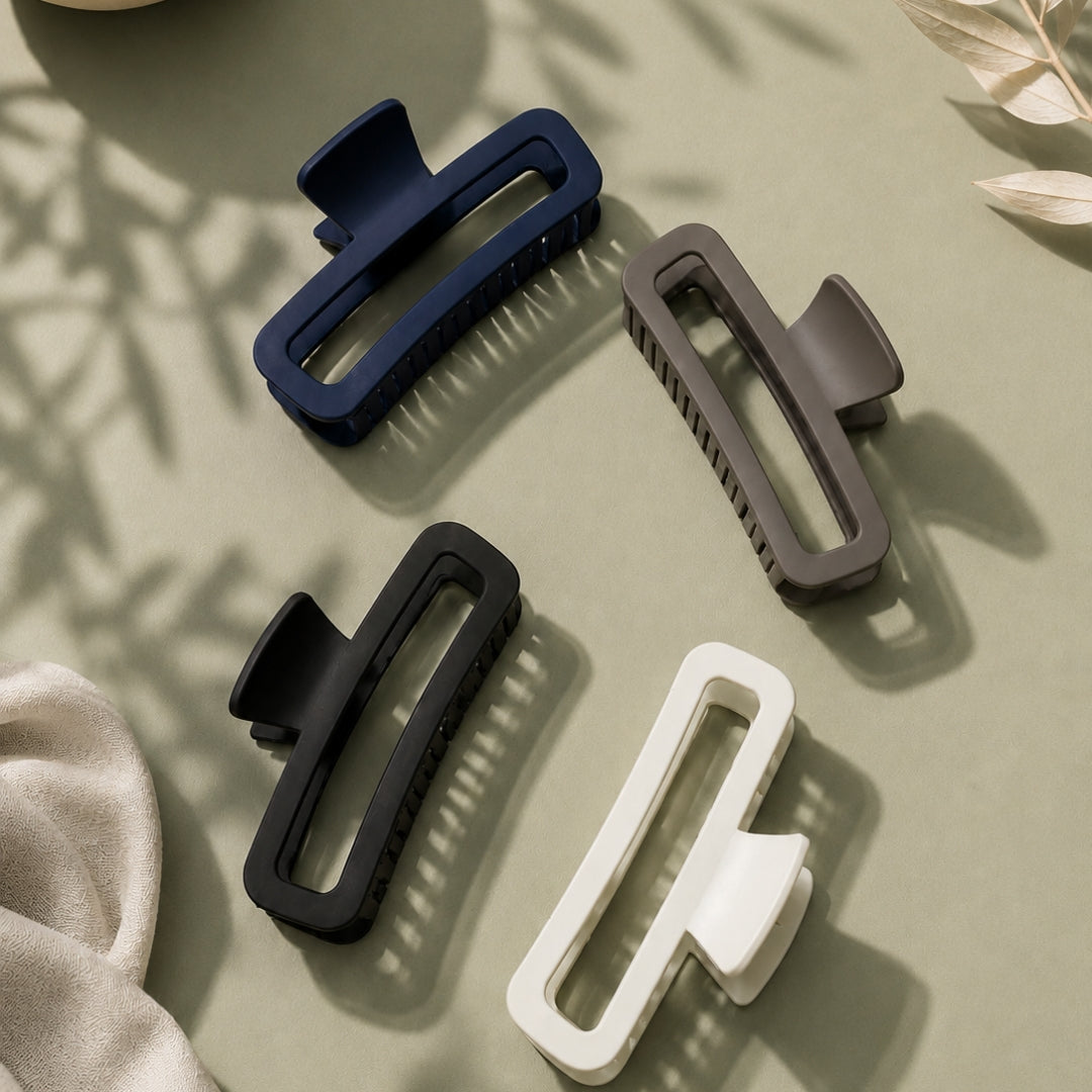 Minimalist Rectangle Hair Clips Set – Matte Finish Large Claw Hair Clips Random Color,(one piece )