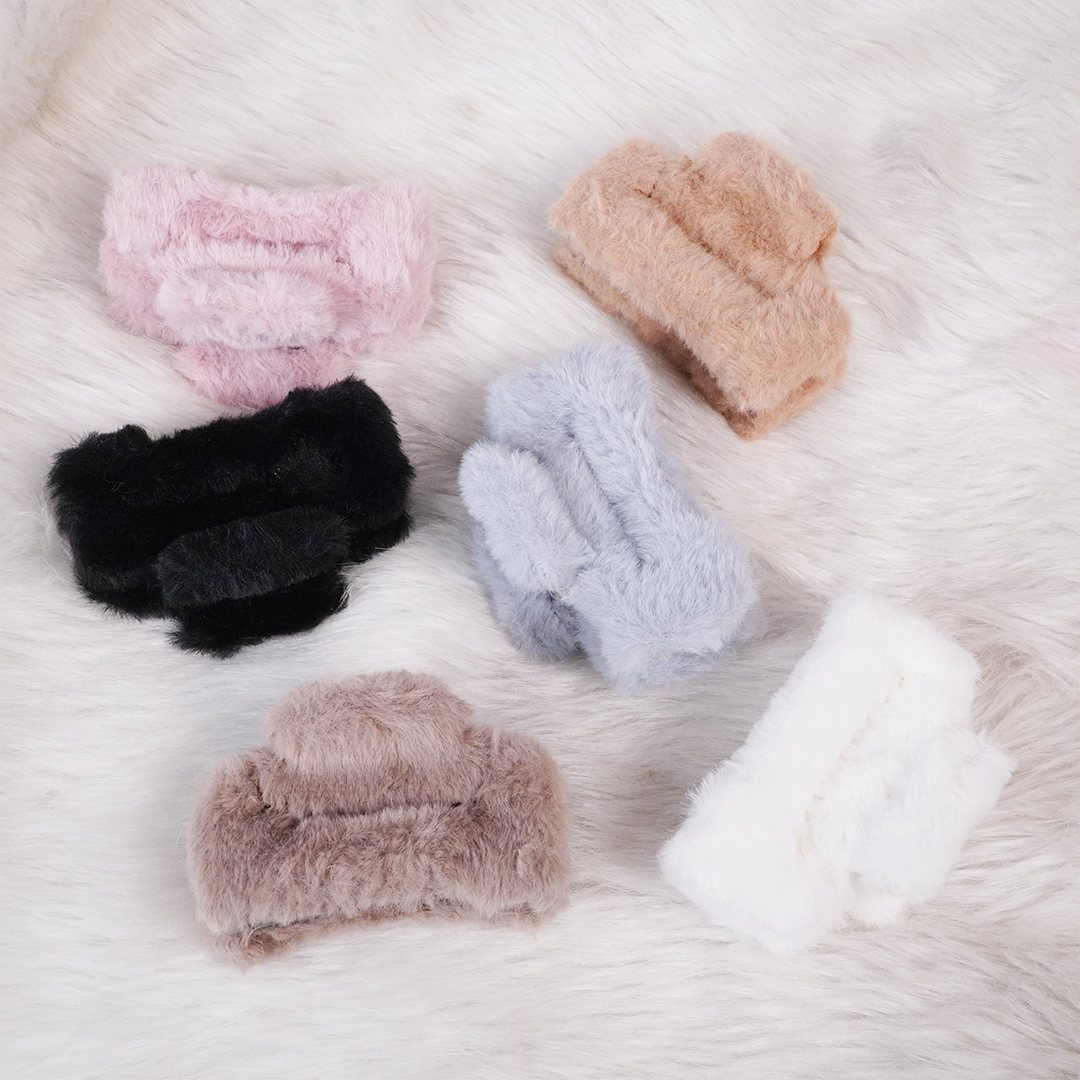 Soft Faux Fur Hair Claw Clip for Women