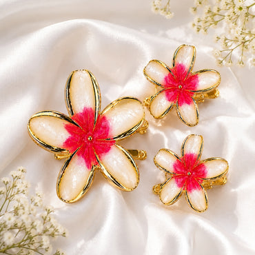 Floral Enamel Hair Clip Set – Elegant Flower Hair Accessories for Women & Girls (one Piece )
