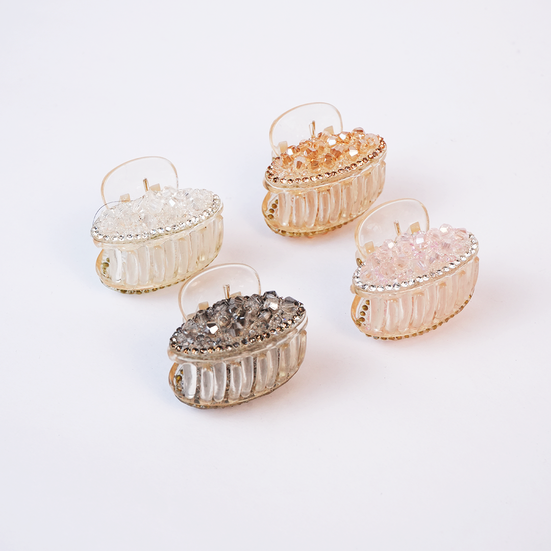 Crystal Oval Hair Claw Clip in oval shape