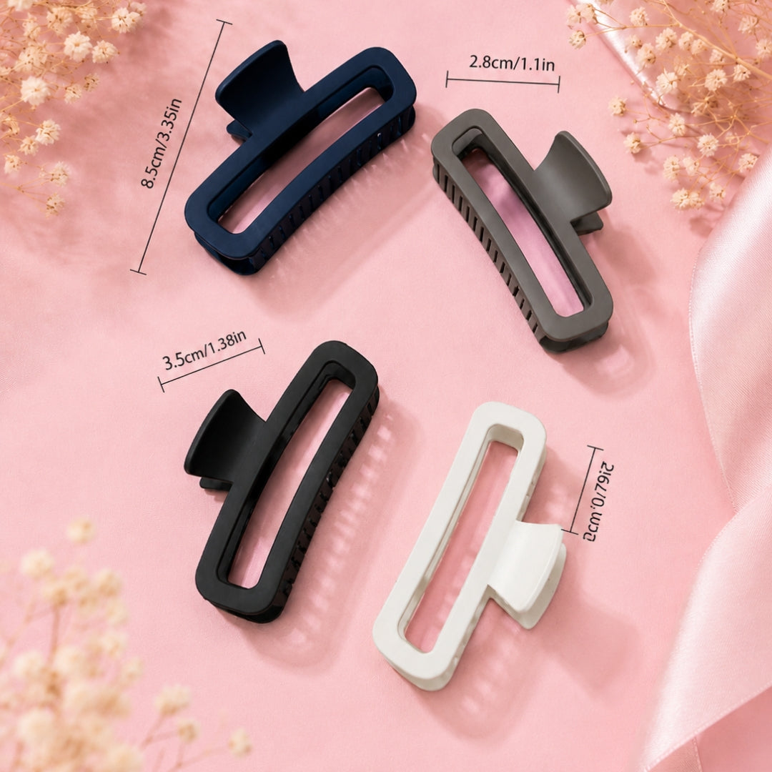 Minimalist Rectangle Hair Clips Set – Matte Finish Large Claw Hair Clips Random Color,(one piece )