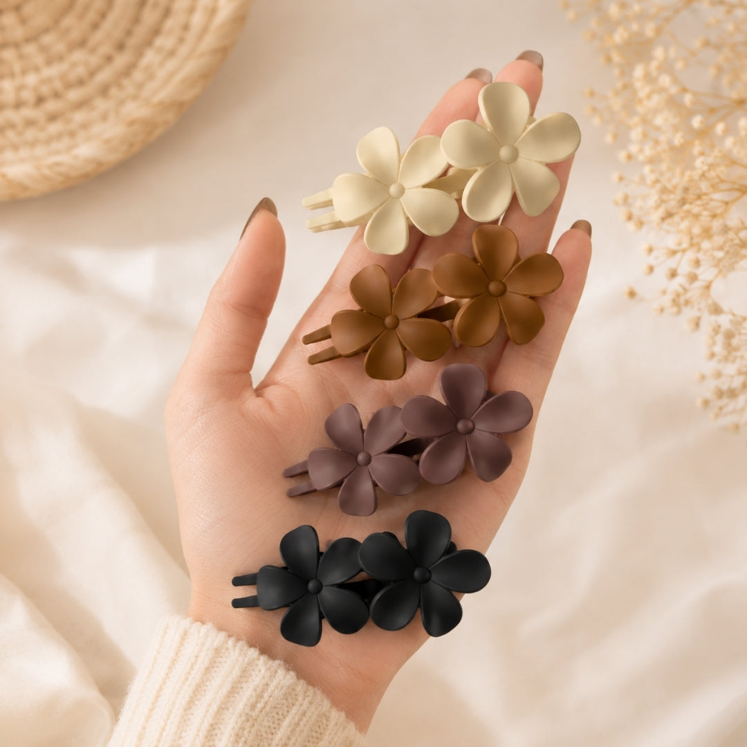 Bloom Barrette Hair Clips – Set of 6 Floral Hair Accessories ,Random Color