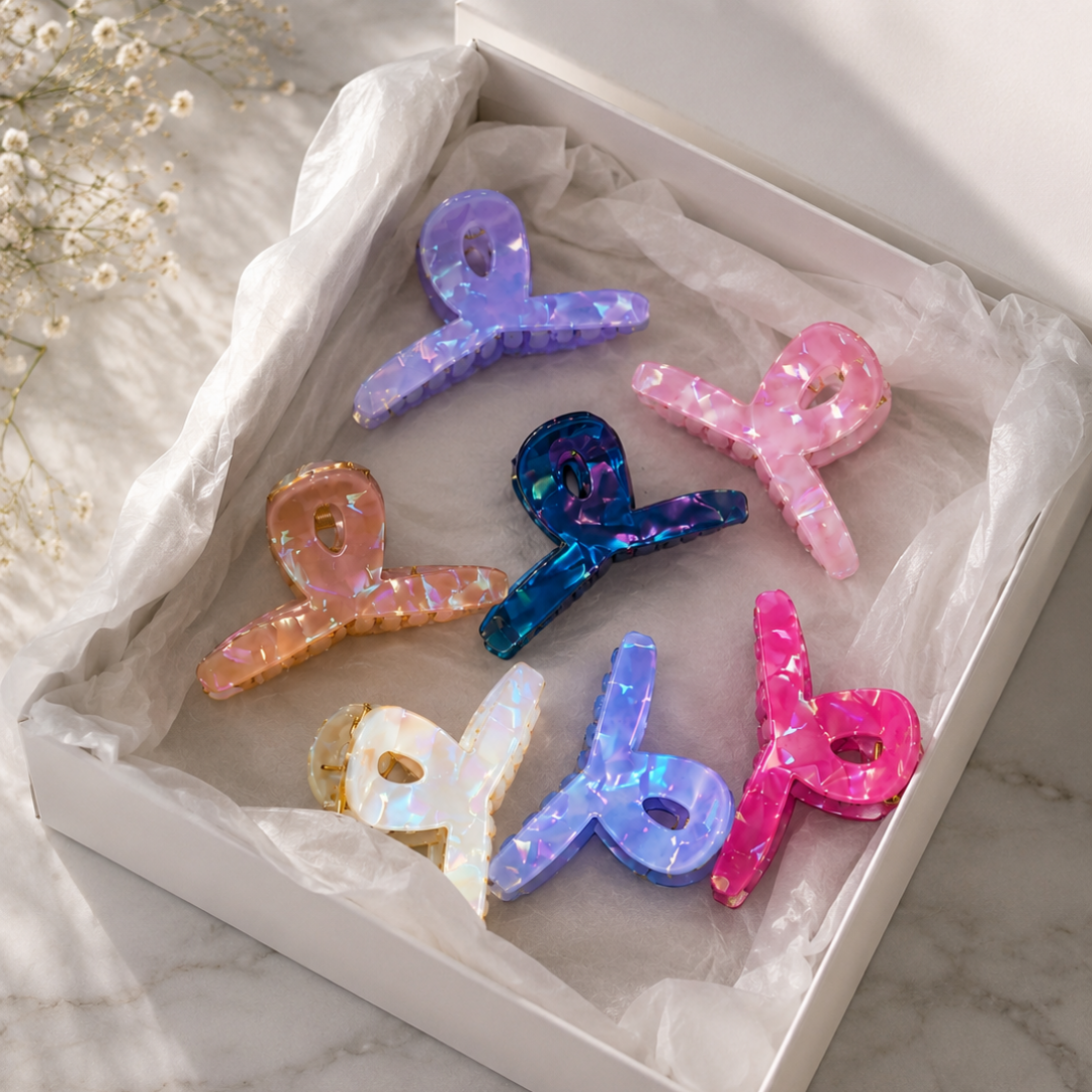 Iridescent Butterfly Claw Hair Clips – Colorful Everyday Hair Random Color  (one Piece )