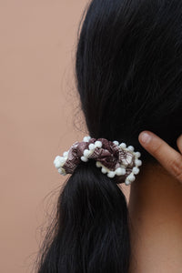 Vintage Plaid Pom Pom Hair Scrunchies for Women & Girls | Soft Elastic.