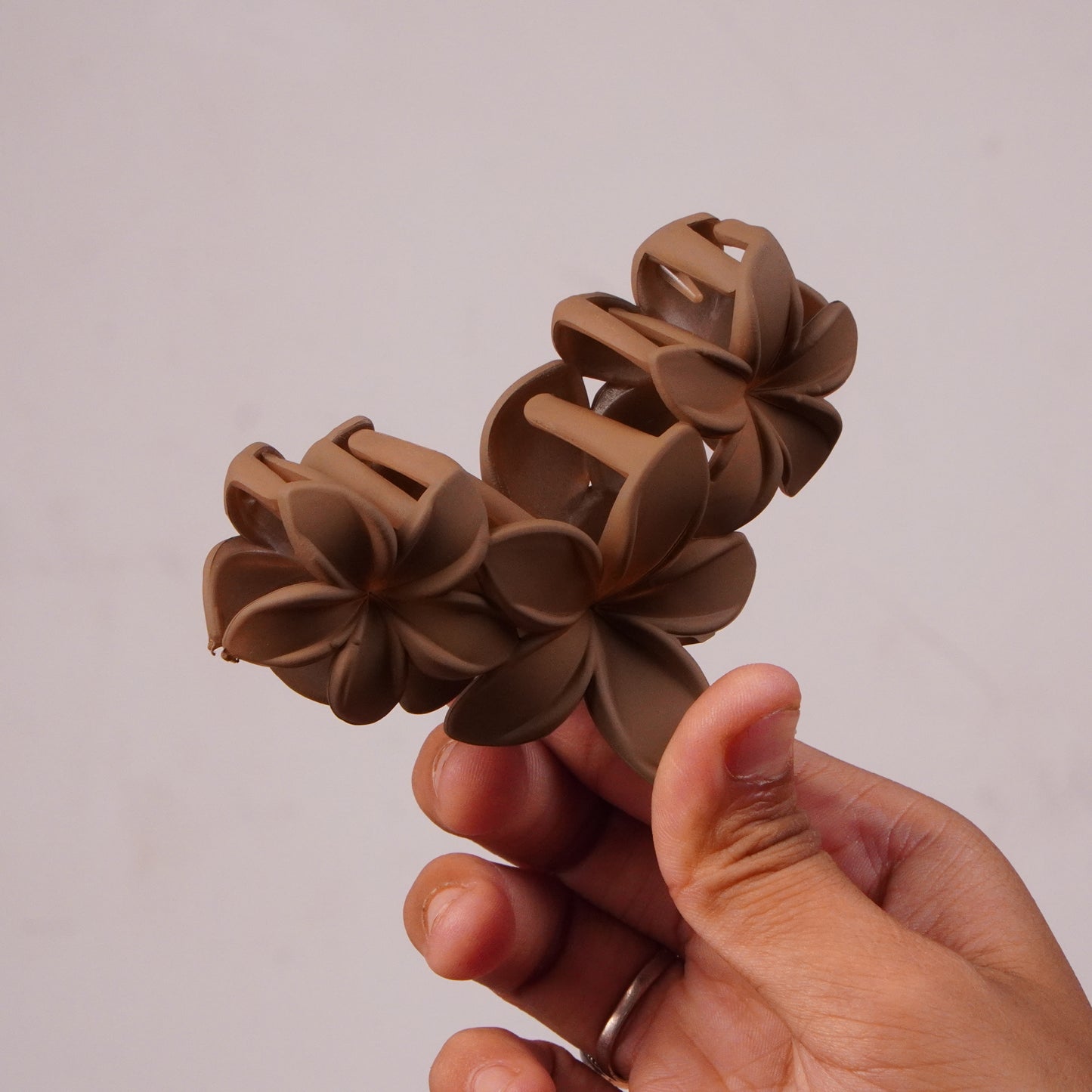 Matte Brown Floral Hair Claw Clip for Women Random Colors