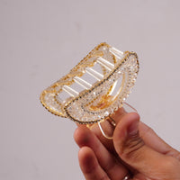 Luxe Crystal D-Shape Hair Claw Clip – Elegant Sparkle for Effortless Glamour
