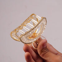 Luxe Crystal D-Shape Hair Claw Clip – Elegant Sparkle for Effortless Glamour
