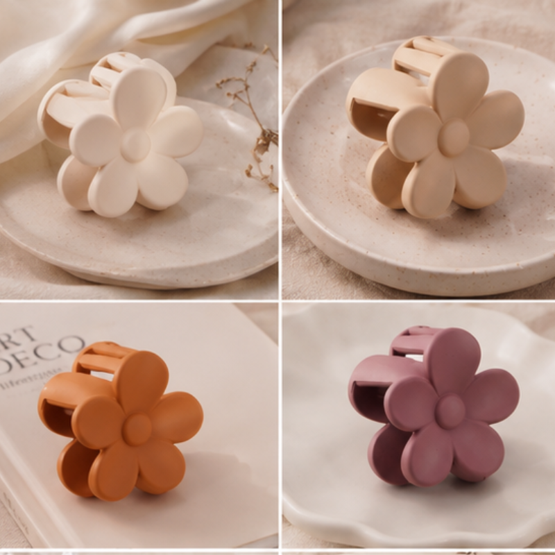 Mini Matte Flower Hair Claw Clip | Strong Hold Hair Accessory Random Color (one Piece )