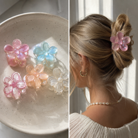 Flower Hair Clips for Women | Mini Non-Slip Claw Clips in Pastel Colors Random Color (one Piece )