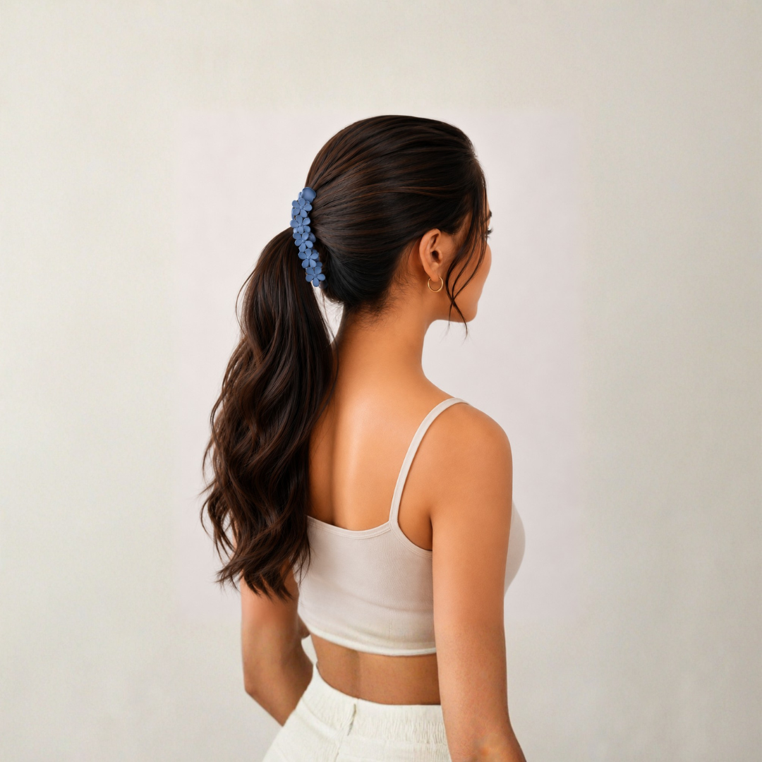 Bloom Petal Hair Clips – Elegant Floral Claw Accessories Random Color  (one Piece )