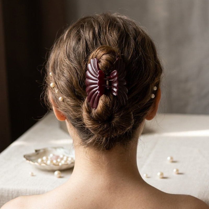 Velvet Shell Hair Claw Clip Random Colors