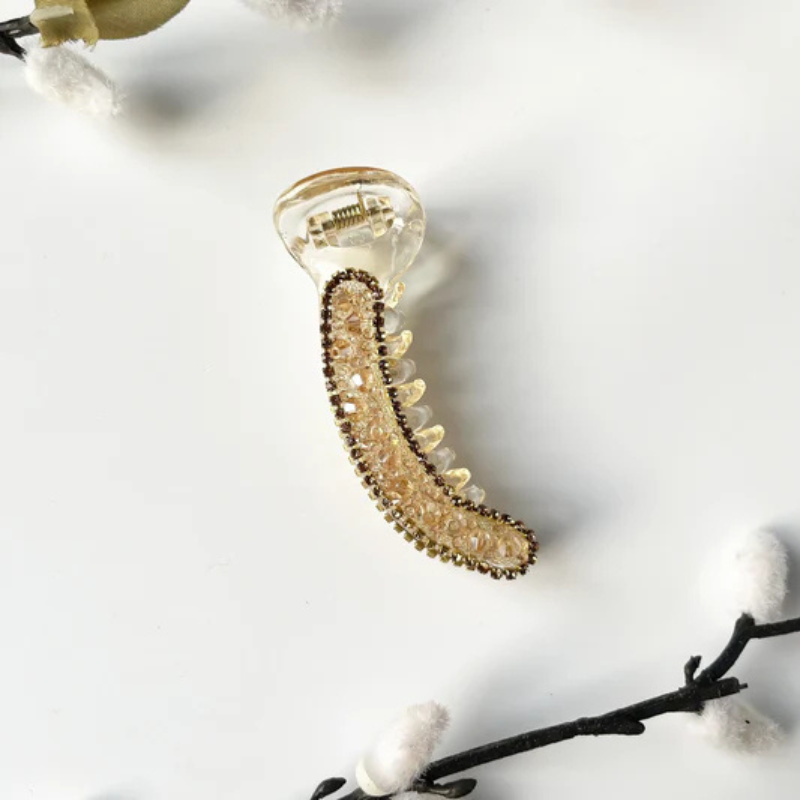 Crystal Luxe Banana Hair Claw Random Color  (one Piece )