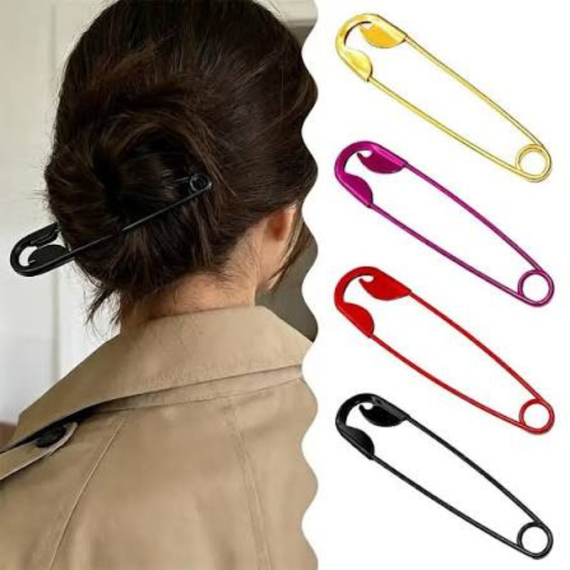 Oversized Safety Pin Hair Clip .Random Color (one Piece )