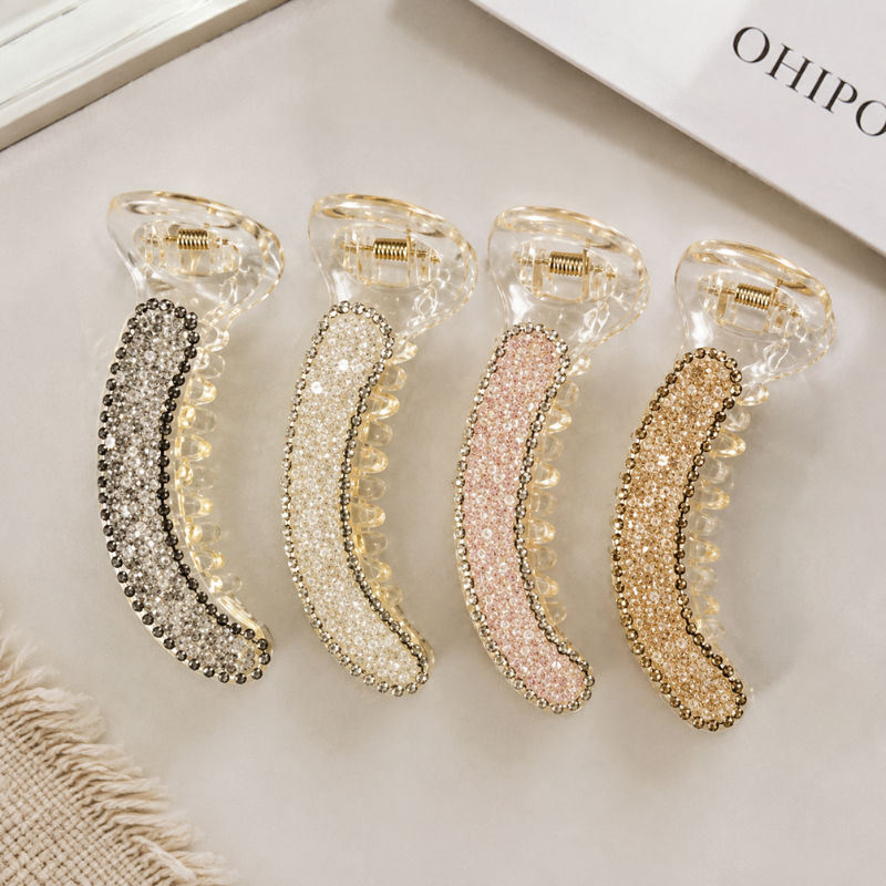 Crystal Luxe Banana Hair Claw Random Color  (one Piece )