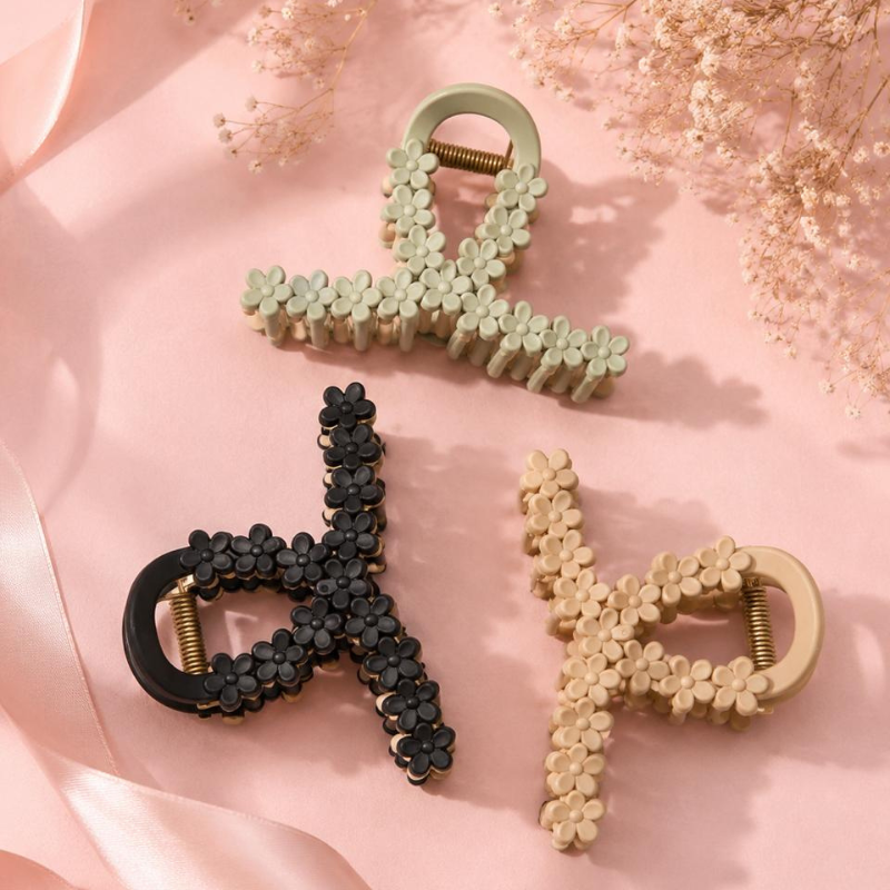 Matte Flower Hair Clamp | Strong Hold Hair Accessory Random Color