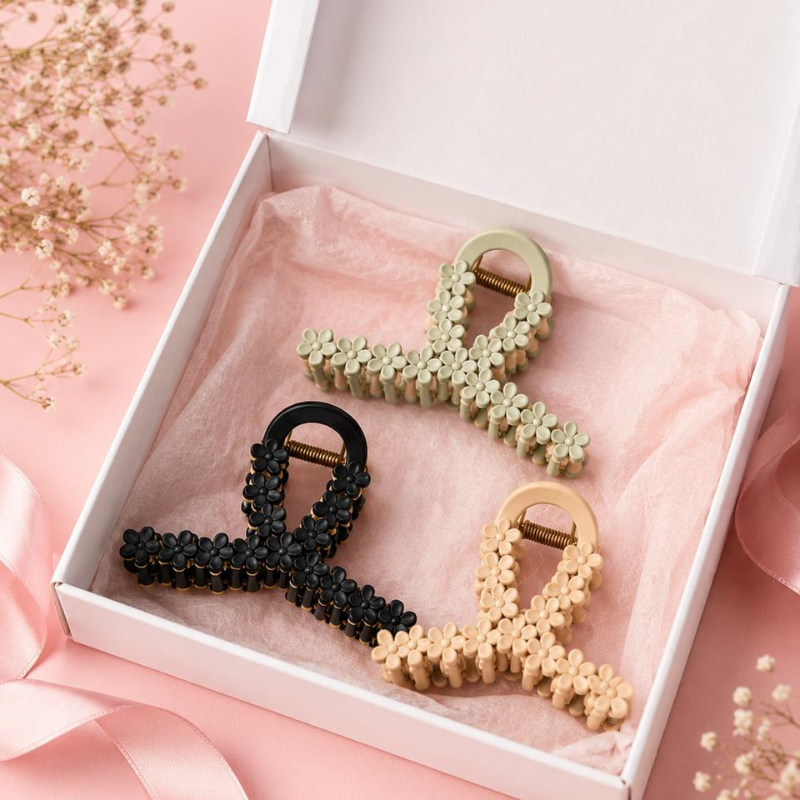 Matte Flower Hair Clamp | Strong Hold Hair Accessory Random Color