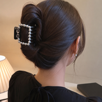 Pearl & Crystal Bow Hair Claw Clip for Women Random Colors