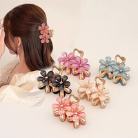 Red Floral Crystal Hair Claw Clip for Women Random Colors
