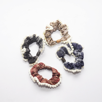 Vintage Plaid Pom Pom Hair Scrunchies for Women & Girls | Soft Elastic. Random Color (one Piece )