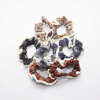 Vintage Plaid Pom Pom Hair Scrunchies for Women & Girls | Soft Elastic. Random Color (one Piece )