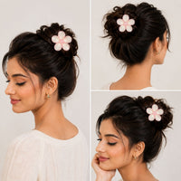 Stylish Hair Claw Clips for Women | Floral & Fuzzy Hair Accessories | Set of 4