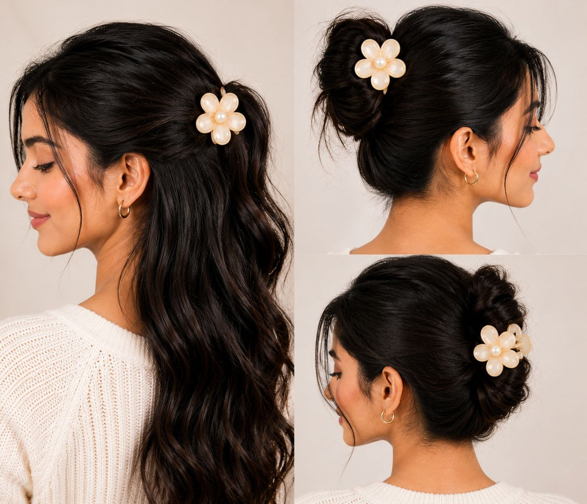 Flower Hair Clips for Women | Mini Non-Slip Claw Clips in Pastel Colors Random Color (one Piece )