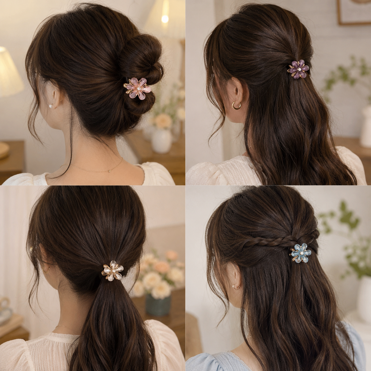 Pearl Blossom Mini Hair Claw Clip Random Color (one Piece )