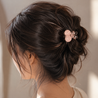 Apple shape  Crystal Luxe Mini Hair Claw Clip Random Color (one Piece )